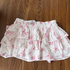 Hollister White Mini Skort with Pink Floral Ruffles